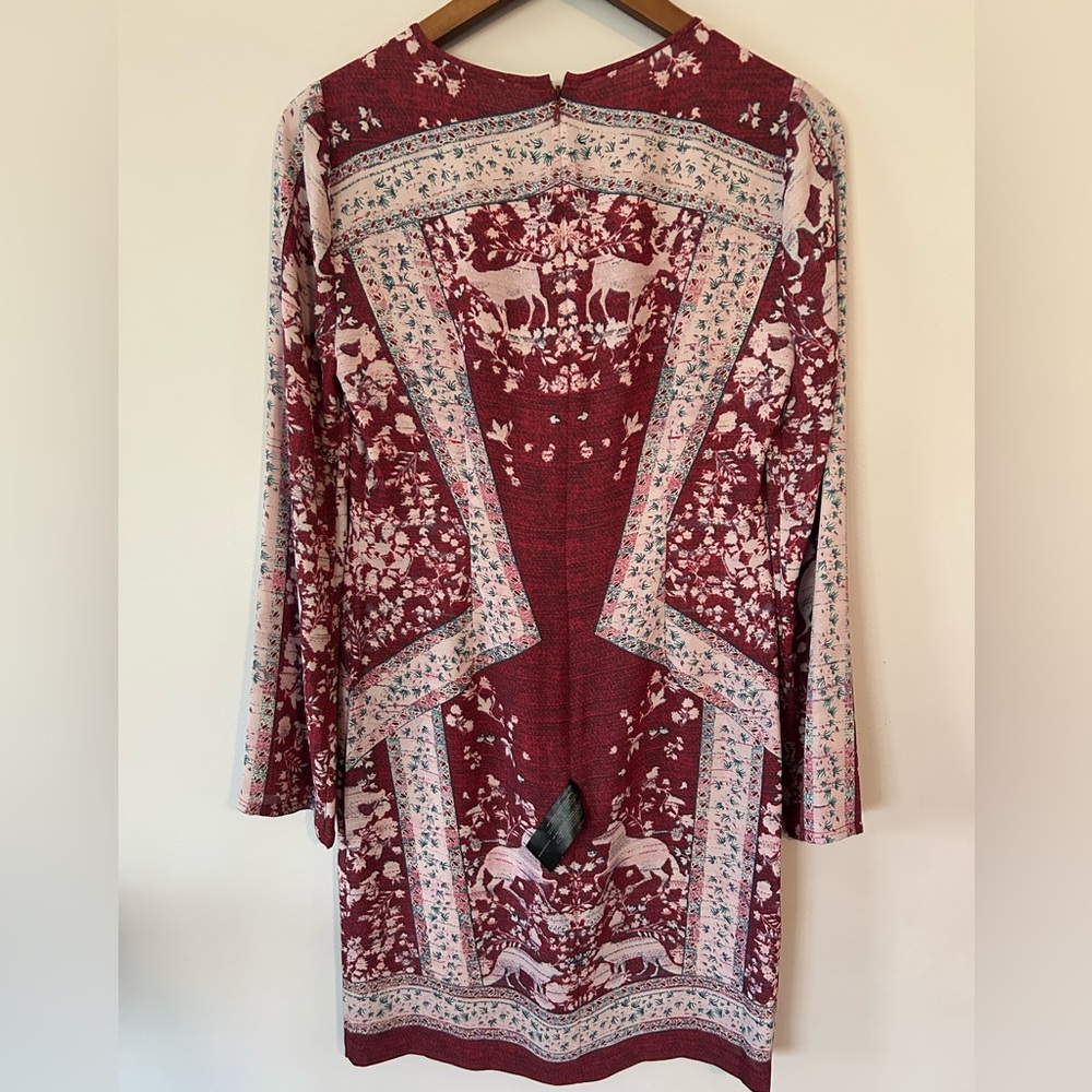 NWT BCBGMAXAZRIA Freya Sheer Boho Shift Dress | Print | XXS - Picture 6 of 8